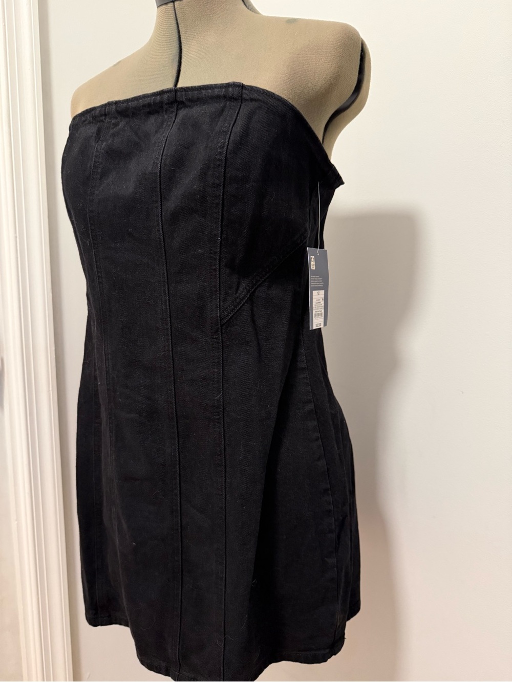Universal Thread Black Strapless Denim Mini Dress